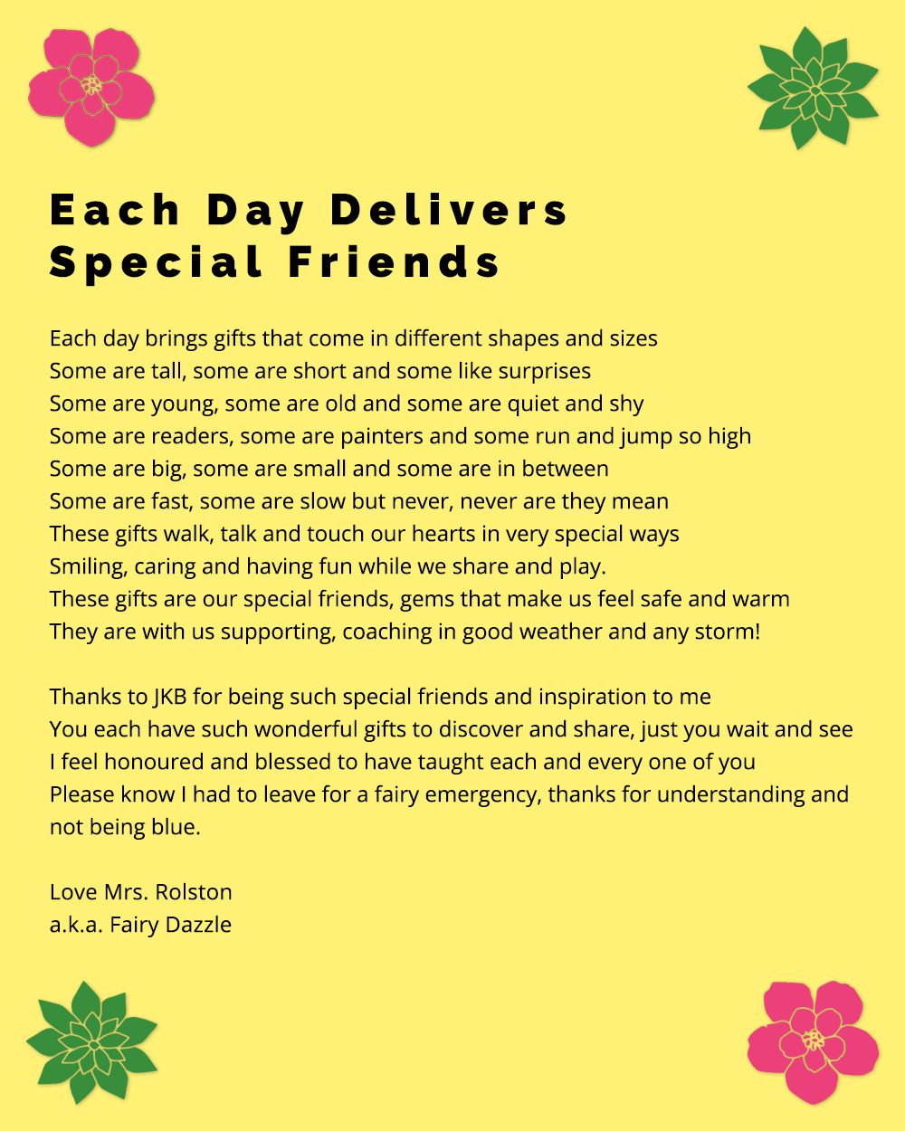 Special Friends Poem